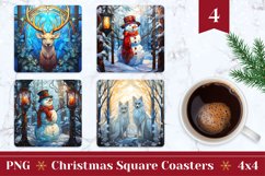 Christmas Square Coasters, Snowman Sublimation, Winter Deer Product Image 1
