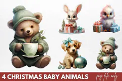 Christmas Baby Animals Clipart PNG Product Image 1