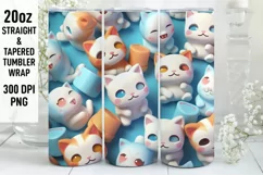 3D Cute Kittens Sublimation Tumbler Wrap | 3D Tumbler Wrap Product Image 1