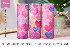 Pink Tumbler Design, Valentine's Day Sublimation Tumbler PNG Product Image 1