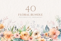 40 Watercolor Flower Bundle Decorative Ornament Clipart PNG Product Image 1