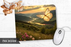 Sunset Serenity Glowing Butterfly Over a Valley Mouse Pad Product Image 1