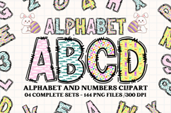 Easter Day Alphabet png clipart, easter day letters doodle Product Image 1