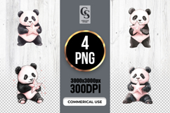 Cute Panda Watercolor Clipart Sublimation PNG Product Image 1