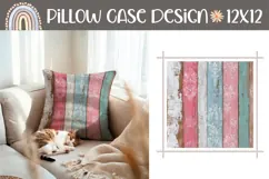 Pink Wooden Pillow PNG, Nature Pillow Case Sublimation Product Image 1