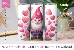 Valentine's Day Tumbler Sublimation, Love Gnome Tumbler Wrap Product Image 1