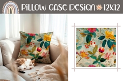 Cartoon Flowers Pillow PNG, Rustic Pillow Case Sublimation Product Image 1