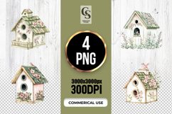Floral Garden Birdhouse Clipart Sublimation PNG Product Image 1