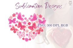 Heart floral Sublimation, PNG Product Image 1