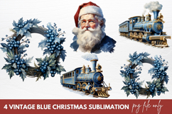 Vintage Blue Christmas Sublimation Clipart Product Image 1