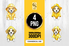Watercolor Raincoat Puppy Dog Clipart Sublimation PNG Product Image 1