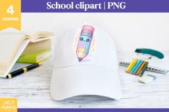 Back to School clipart, Iridescent Kawaii School Mascot DTF Product Image 4
