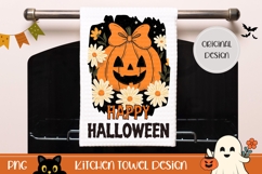 Happy Halloween Towel Design, Cartoon Pumpkin Sublimation Product Image 1