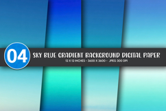 Sky Blue Gradient Background Digital Paper Product Image 1
