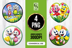 Flower Character Clipart Sublimation PNG Product Image 1