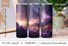 Purple Tumbler Wrap, Galaxy Tumbler Sublimation Product Image 1