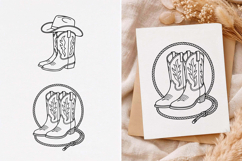 Cowboy Boots svg, Line art, Cowboy Boots with Lasso Product Image 1