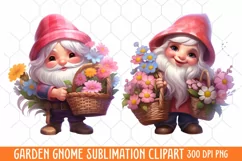 Garden Gnome Sublimation clipart, Watercolor Clipart Product Image 1