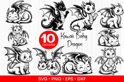 Kawaii Baby Dragon Clipart SVG PNG Product Image 1