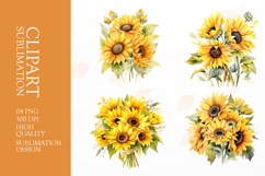 Watercolor sunflower bouquet clipart Product Image 1