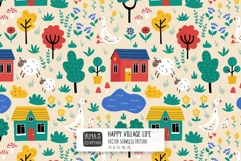 Farm Village Seamless Pattern Product Image 1