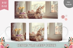 Easter Basket Mug Wrap, Cute Easter Mug Sublimation Product Image 1