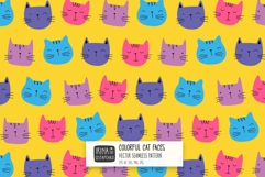 Colorful Cat Faces Seamless Pattern Product Image 1