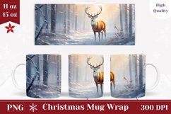 Winter Deer Mug Sublimation PNG, Winter Deer Coffee Mug PNG Product Image 1