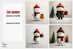 Christmas snowmen digital paper, background clipart Product Image 1