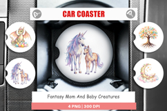 Fantasy Mom And Baby Creatures Car Coaster Product Image 1