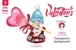 Gnome with a lollipop heart. St. Valentine's Day. Product Image 1