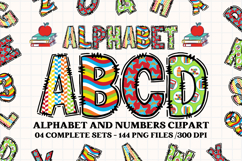 Back to School Alphabet png, letters doodle, school clipart Product Image 1