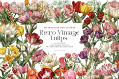Retro Vintage Tulips Cliparts Bundle Product Image 1