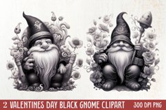 Black Gnome Valentines Day Clipart, Valentines Clipart Product Image 1