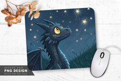 Curious Night Dragon Among Stars Mouse Pad PNG Design Product Image 1