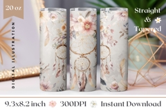 Watercolor Dream Catcher Tumbler Design, Boho Tumbler PNG Product Image 1