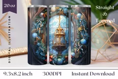 Christmas Wreath Tumbler Wrap, Christmas Sublimation PNG Product Image 1