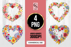 Floral Heart Frame Clipart Sublimation PNG Product Image 1