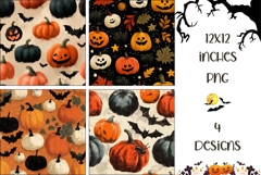 Cartoon Halloween Bats Backgrounds, Halloween Pumpkins PNG Product Image 1