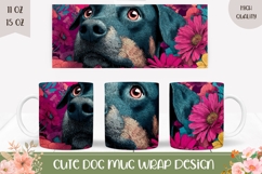 Rottweiler Dog Mug Design, Rottweiler Mug Wrap, Floral Mug Product Image 1