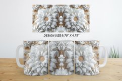3D White Flowers Mug Wrap | Sublimation Coffee Cup Product Image 3
