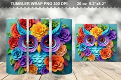 Colorful 3D Owl Butterfly Tumbler Design Product Image 1