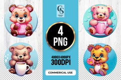 Cute Coffee and Donut Bear Clipart PNG Product Image 1