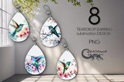 Spring hummingbird | 8 Sublimation Teardrop earring designs Product Image 1