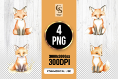 Realistic Watercolor Fox Clipart Sublimation PNG Product Image 1