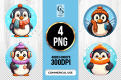 Cute Winter Penguin Clipart Sublimation PNG Product Image 1