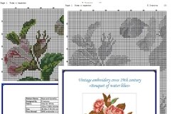 Vintage Cross Stitch Scheme Bouquet of water lilies Product Image 5