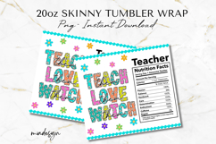 Teacher Nutrition Facts Tumbler Wrap PNG, 20oz Sublimation Product Image 2