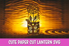Hydrangea Flowers Lantern SVG I Floral paper cut SVG Product Image 1