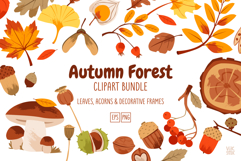 Autumn Forest Clipart Bundle with Decorative Frames Product Image 1